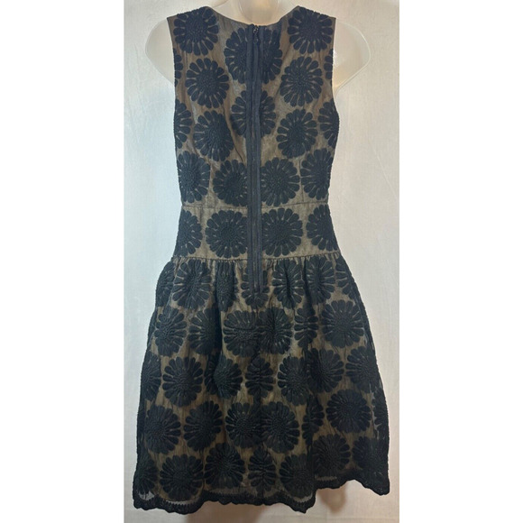 Leifsdottir Anthro Black Floral Lace Sleeveless Cocktail Dress Sz 2 Lined C16 - Picture 3 of 8